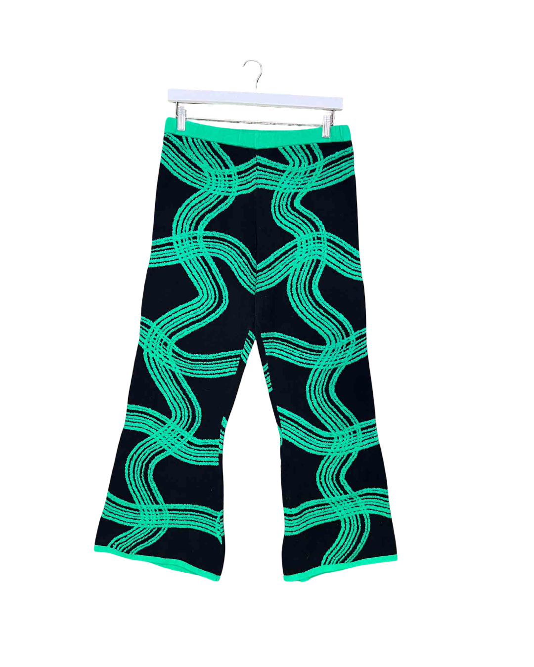 Size 4 (14) | Suku Green Black Knit Wide Leg Pants