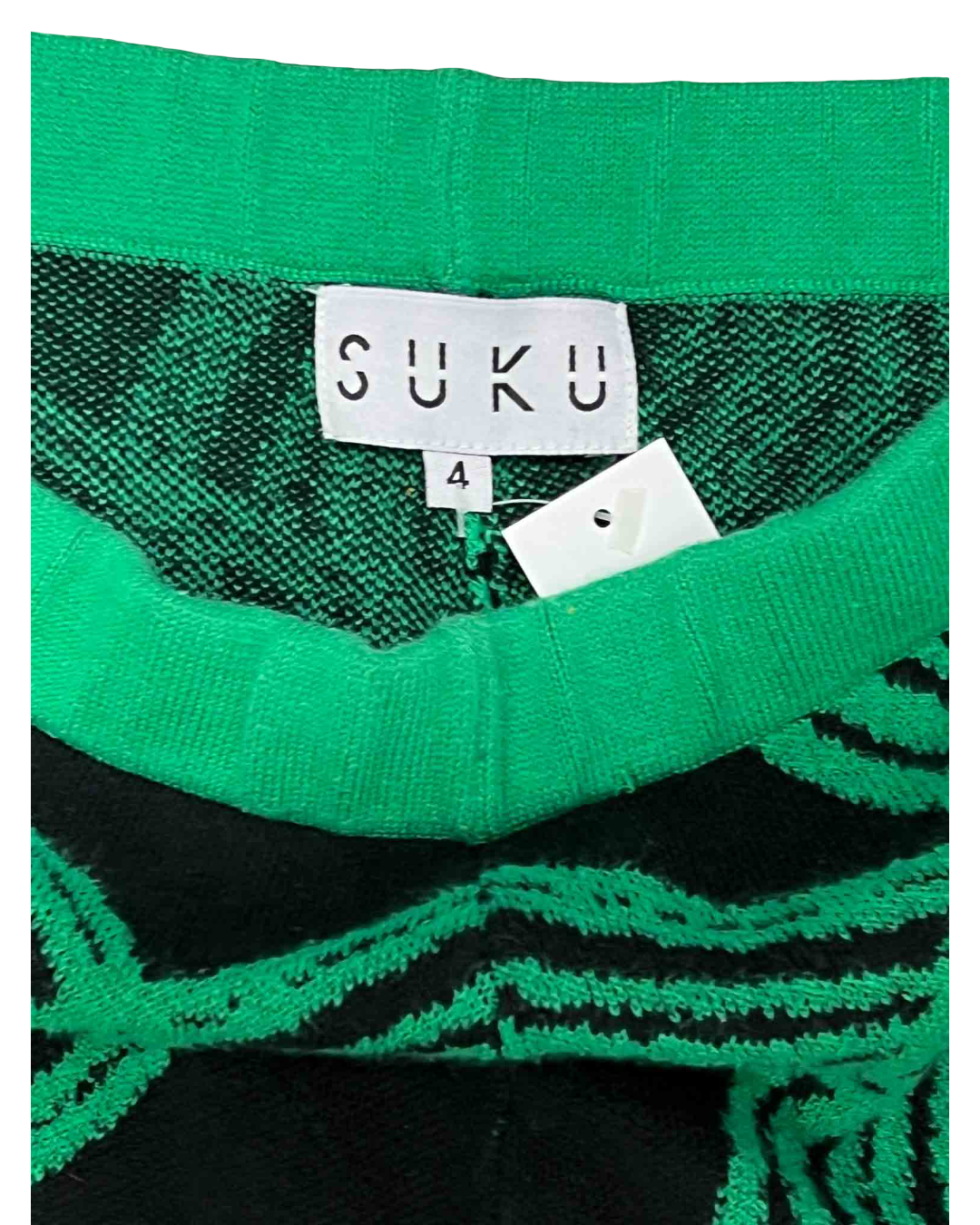 Size 4 (14) | Suku Green Black Knit Wide Leg Pants