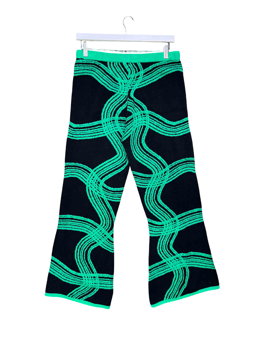Size 4 (14) | Suku Green Black Knit Wide Leg Pants
