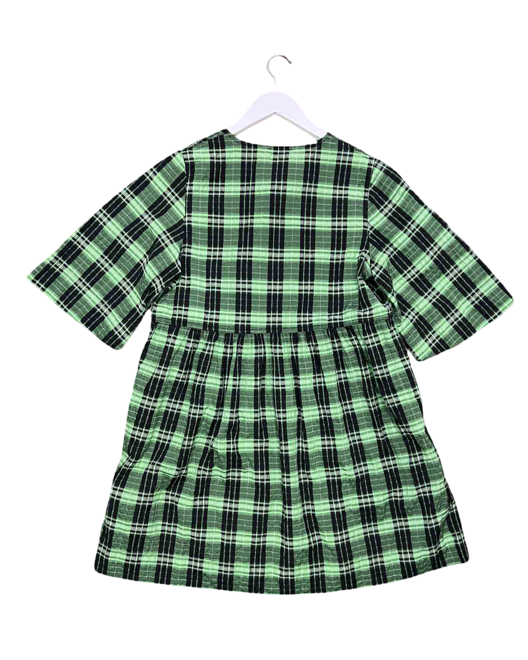 Size S | Ganni Seersucker Check Ribbon Mini Dress