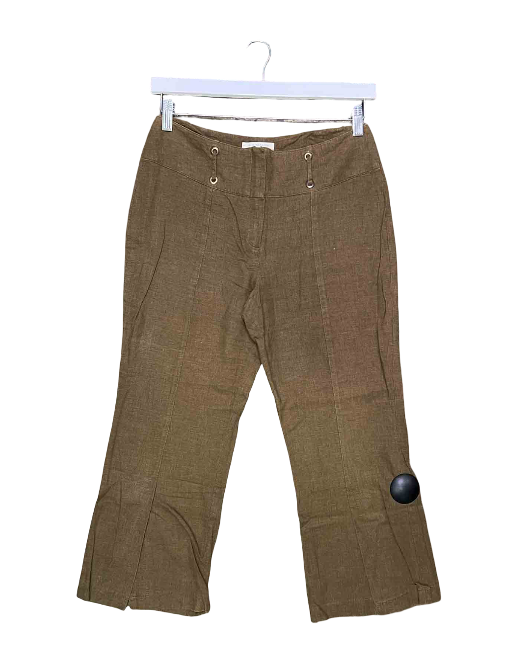Size 10/12 | Jaqueline Riu Khaki Green Viscose Capri Pants