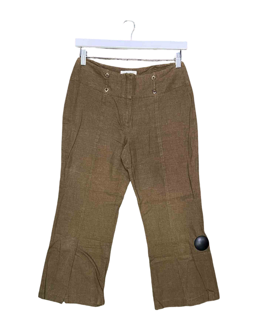 Size 10/12 | Jaqueline Riu Khaki Green Viscose Capri Pants
