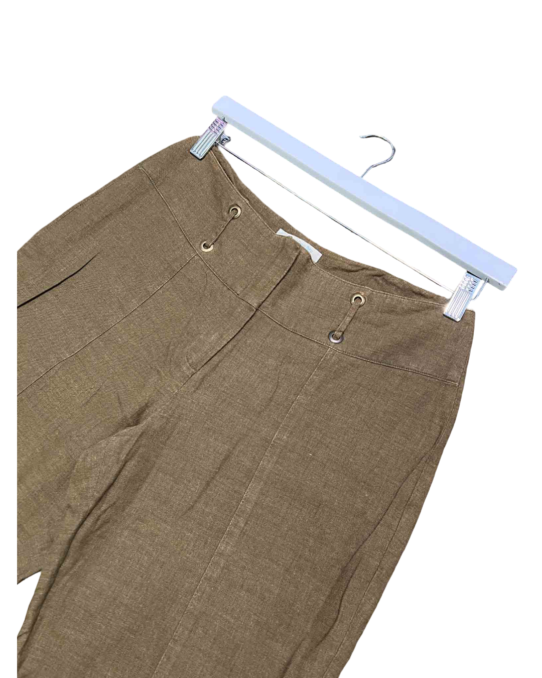 Size 10/12 | Jaqueline Riu Khaki Green Viscose Capri Pants