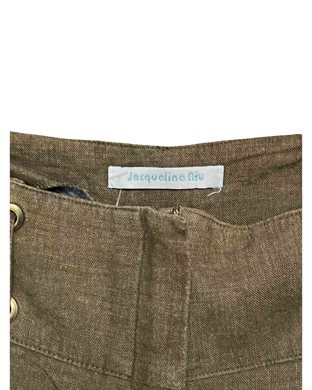 Size 10/12 | Jaqueline Riu Khaki Green Viscose Capri Pants