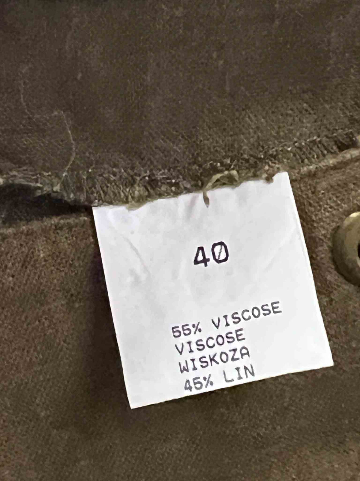 Size 10/12 | Jaqueline Riu Khaki Green Viscose Capri Pants