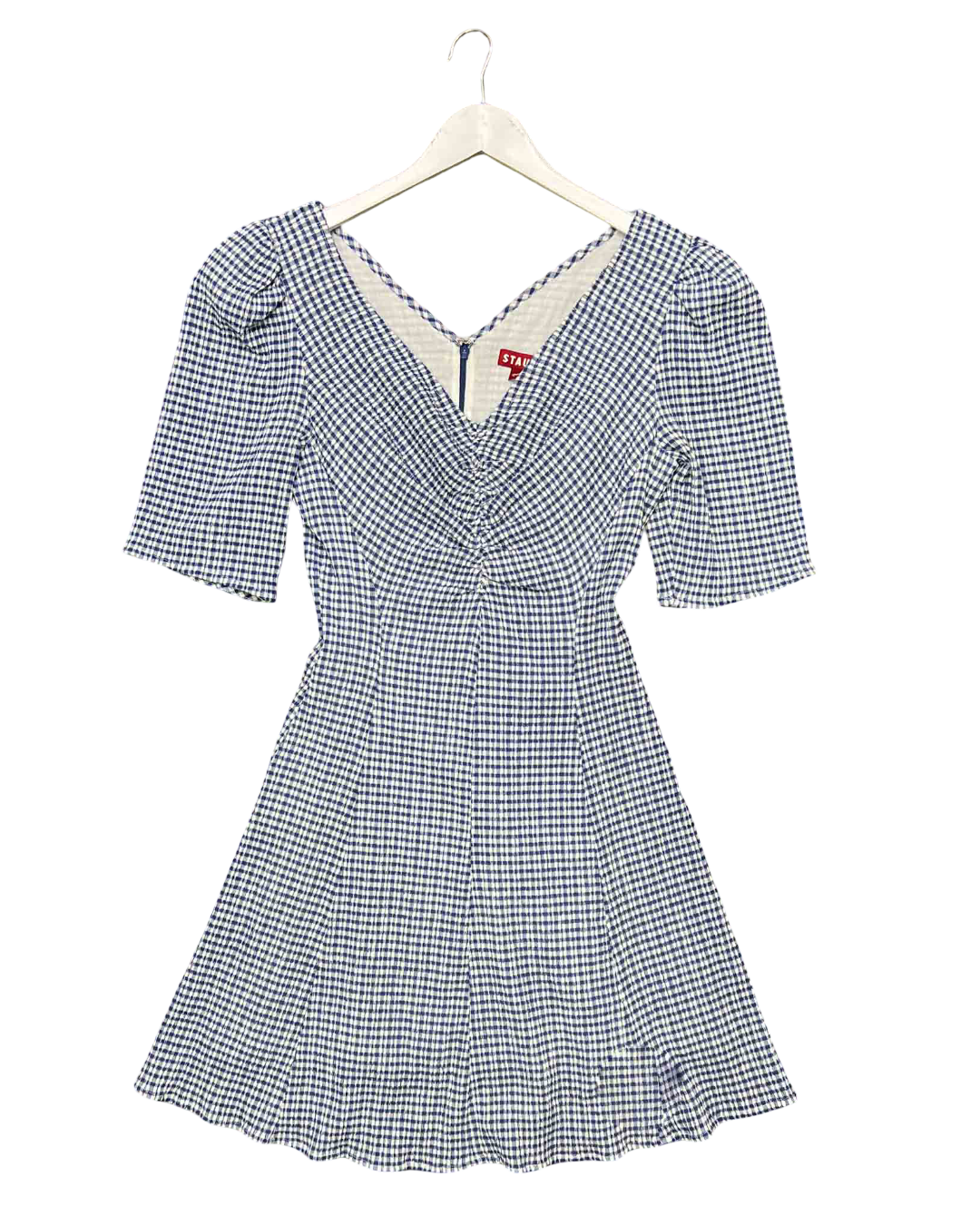 Size 12 | Staud Blue Gingham Seersucker Dress