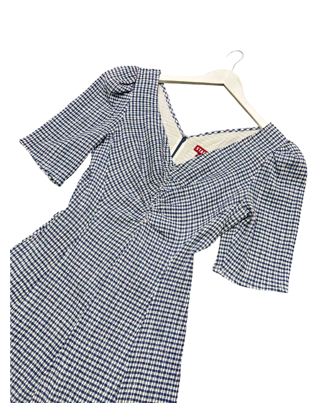 Size 12 | Staud Blue Gingham Seersucker Dress
