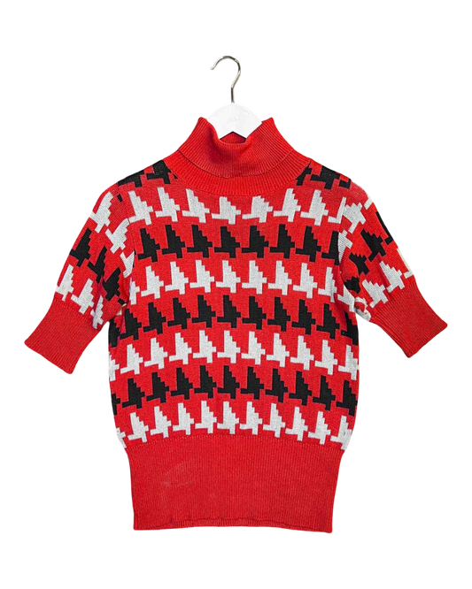 Size 1 (S) | Nom*D Red Cotton Short Sleeve Knit Jumper
