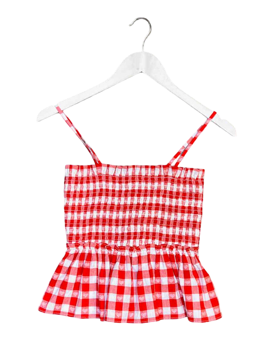 Size S | Steele Cotton Gingham Love Heart Top