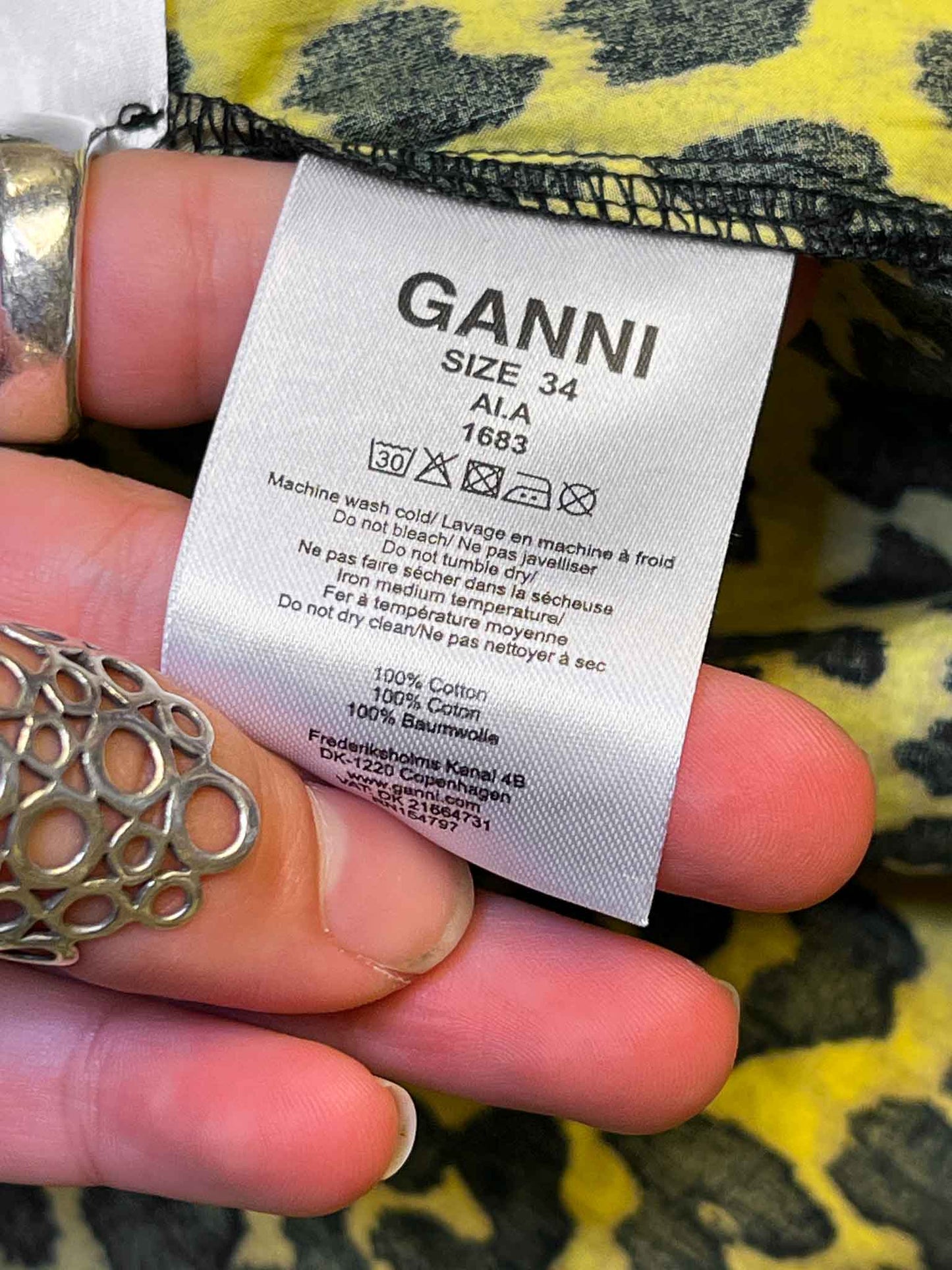 Size XS | Ganni Cotton Bijou Ruffle Mini Dress
