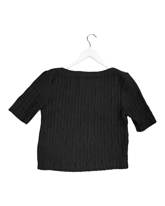 Size S | Alpha60 Black Boxy Shirred Top