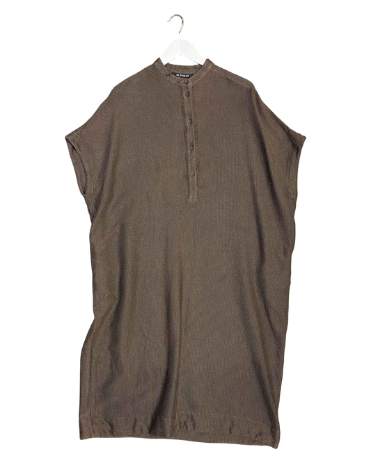 Size S | Alpha60 Brown Cotton Cap Sleeve Smock Dress