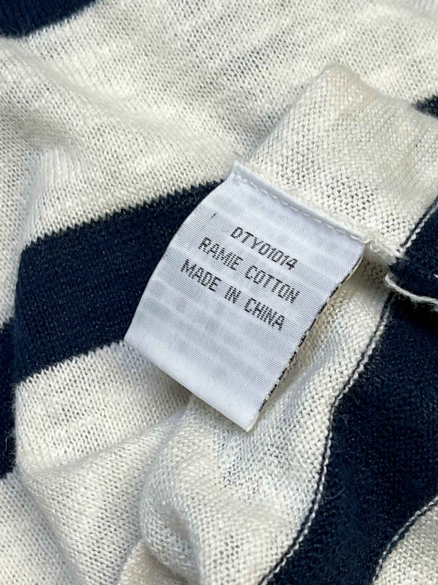 Size S | MA Dainty White/Navy Cotton Knit Long-Sleeve Top