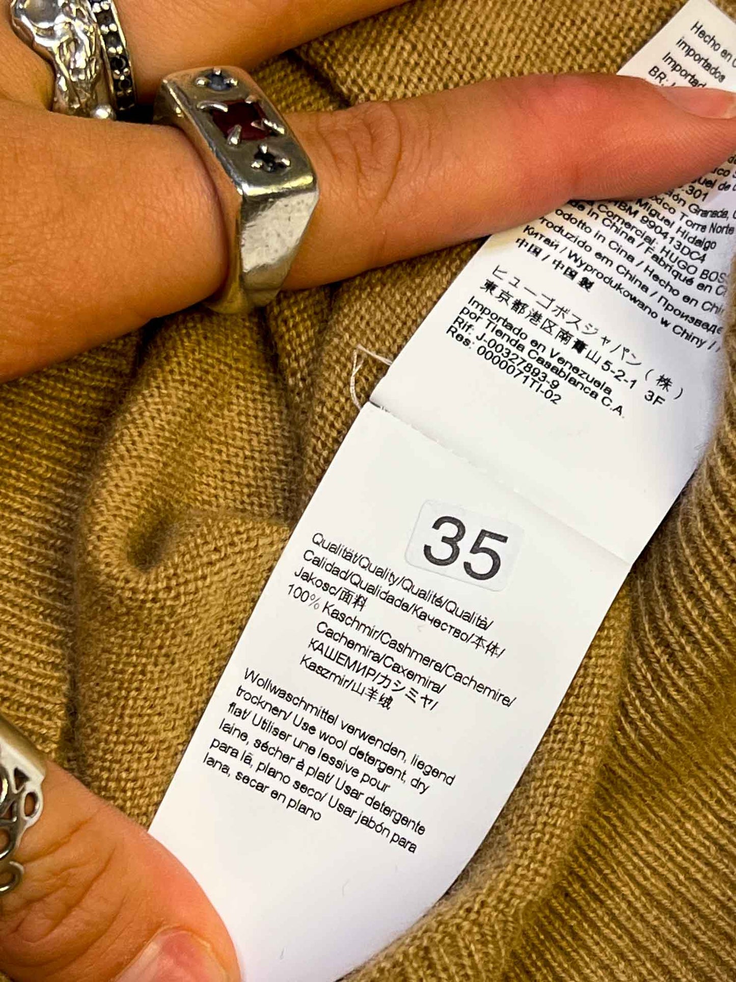 Size XS | BOSS Hugo Boss Tan Cashmere Jumper