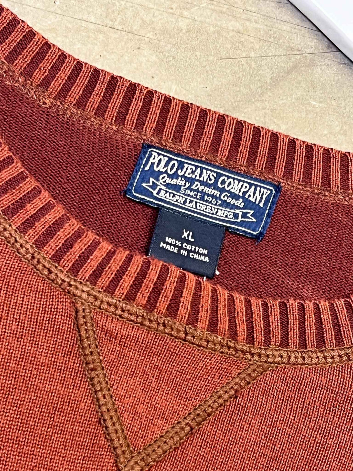 Size XL | Ralph Lauren Brown Cotton Knit Jumper