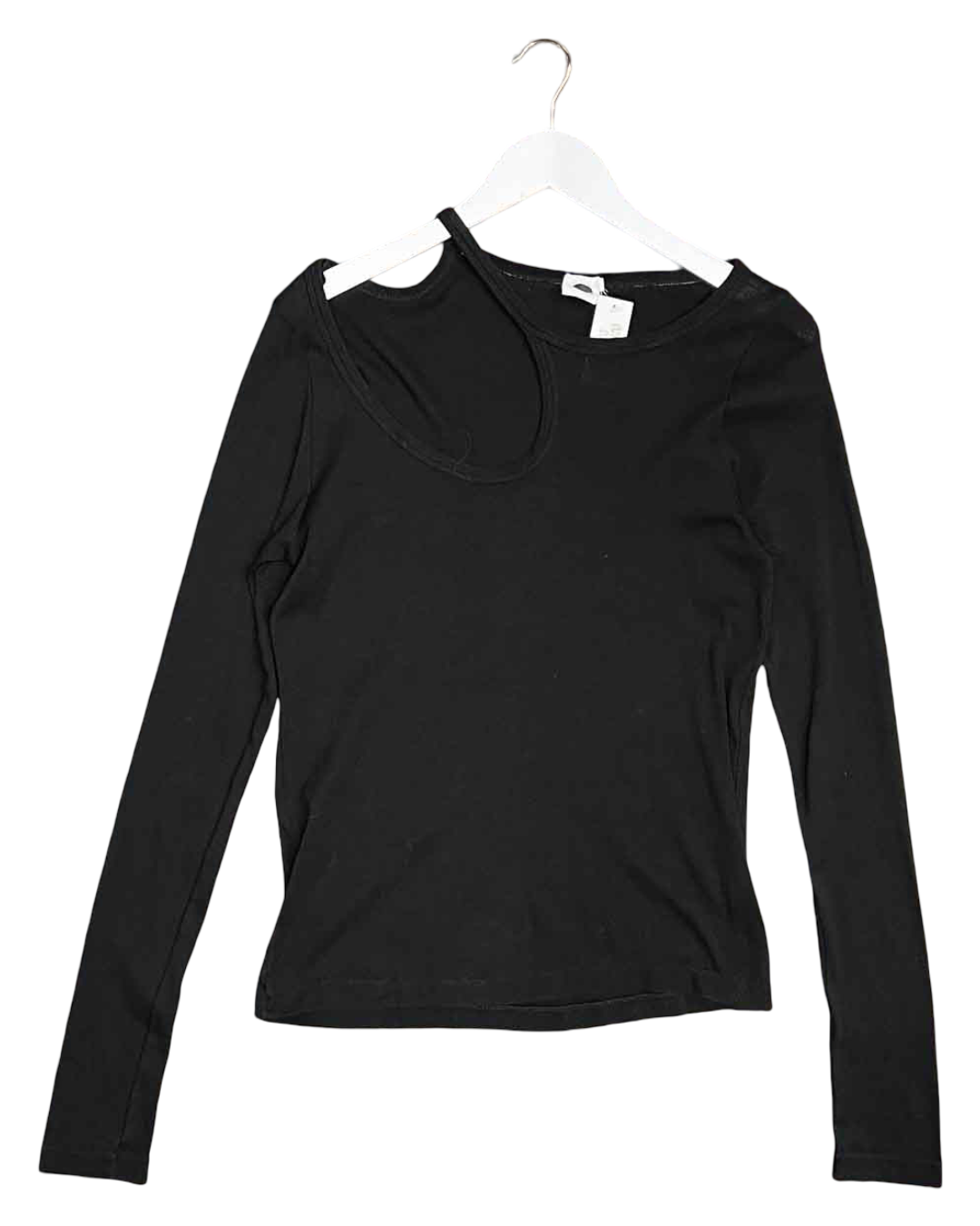 Size M | Bassike Organic Cotton Slim Rib Cut Out Long Sleeve T/Shirt