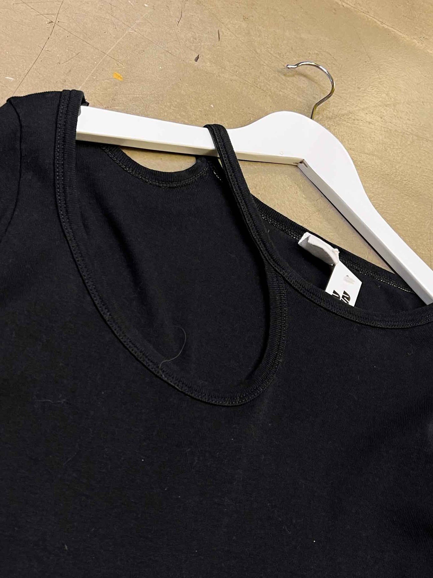 Size M | Bassike Organic Cotton Slim Rib Cut Out Long Sleeve T/Shirt