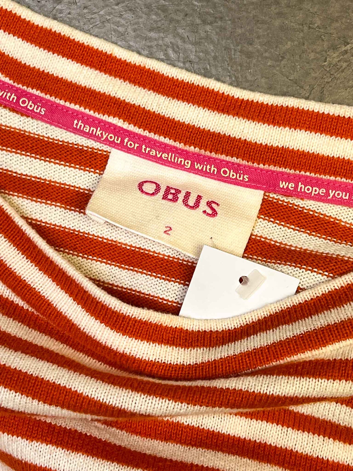 Size 2 (M) | Obus Orange/White Cotton Knit Top