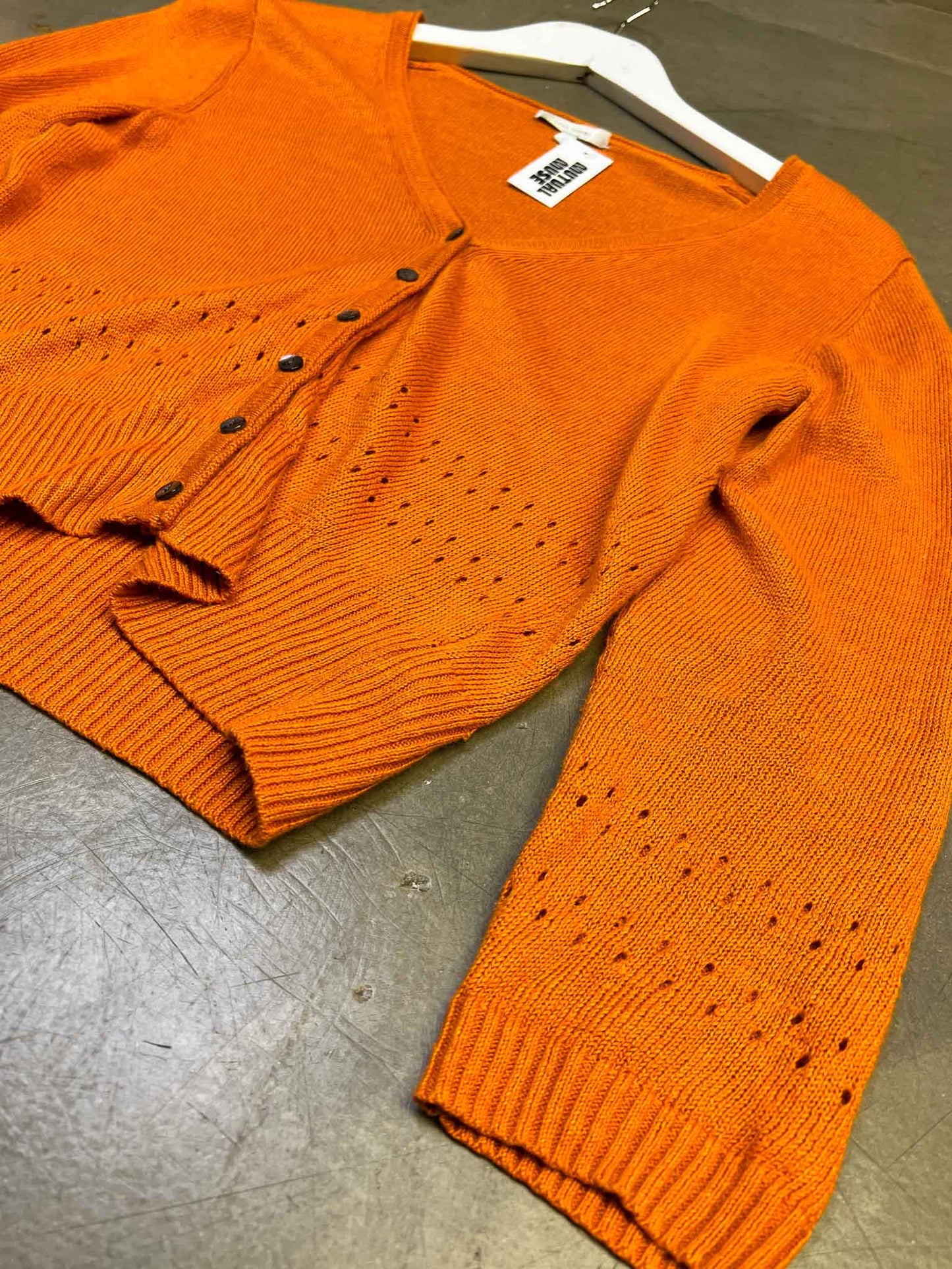 Size M | Anna Thomas Orange Linen Blend Cardigan