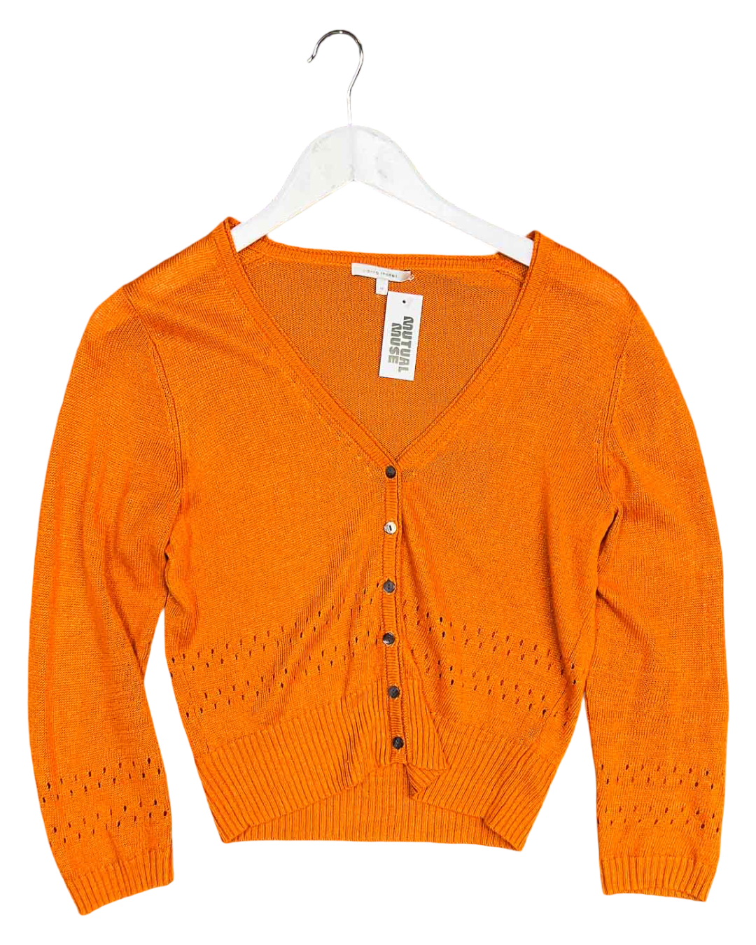 Size M | Anna Thomas Orange Linen Blend Cardigan