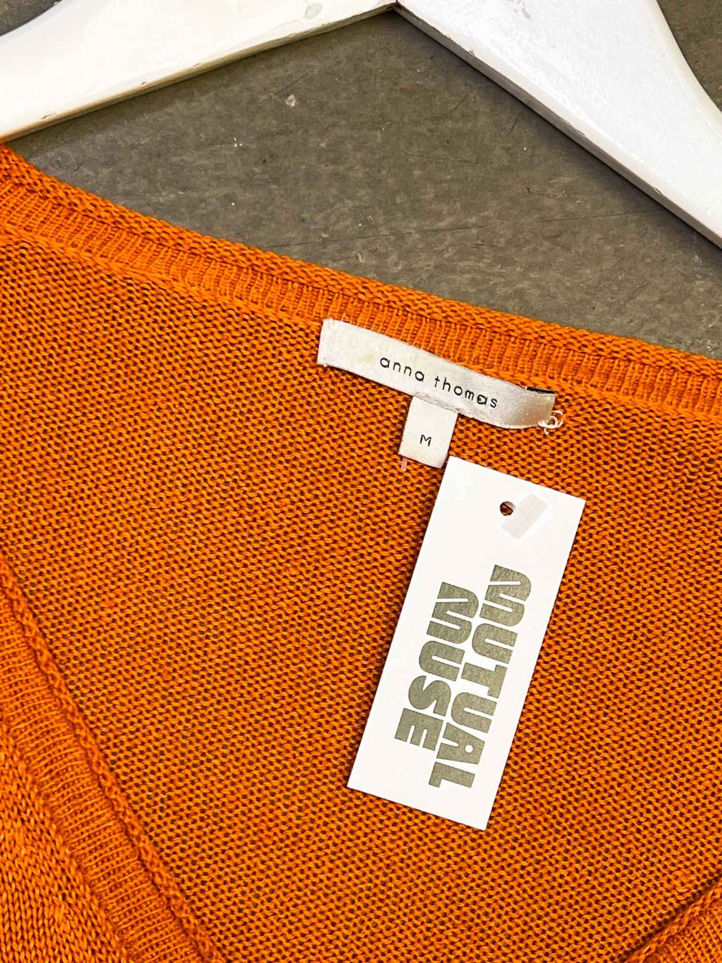Size M | Anna Thomas Orange Linen Blend Cardigan