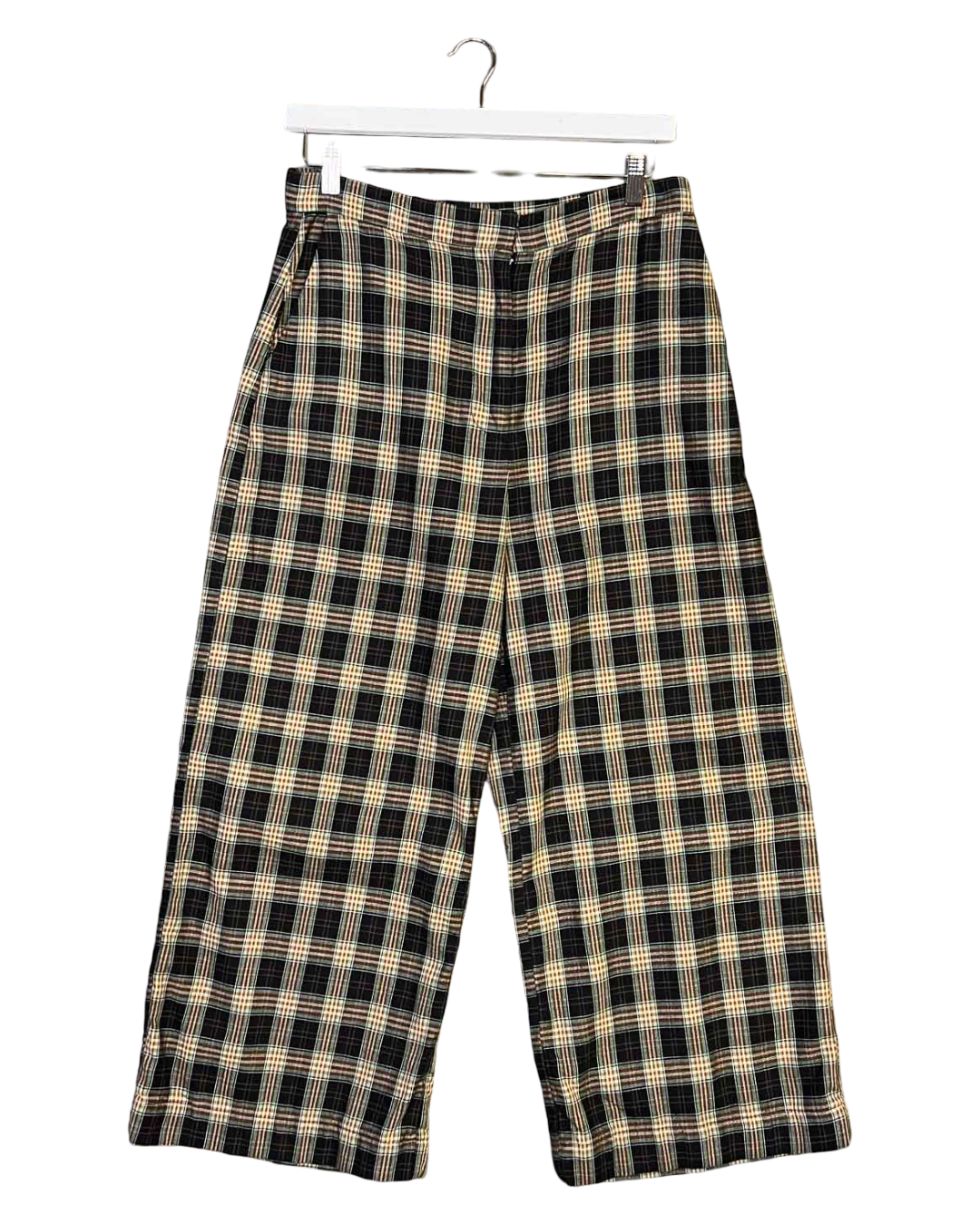Size 12 (L) | Bul Plaid Cotton Wide-Leg Pants