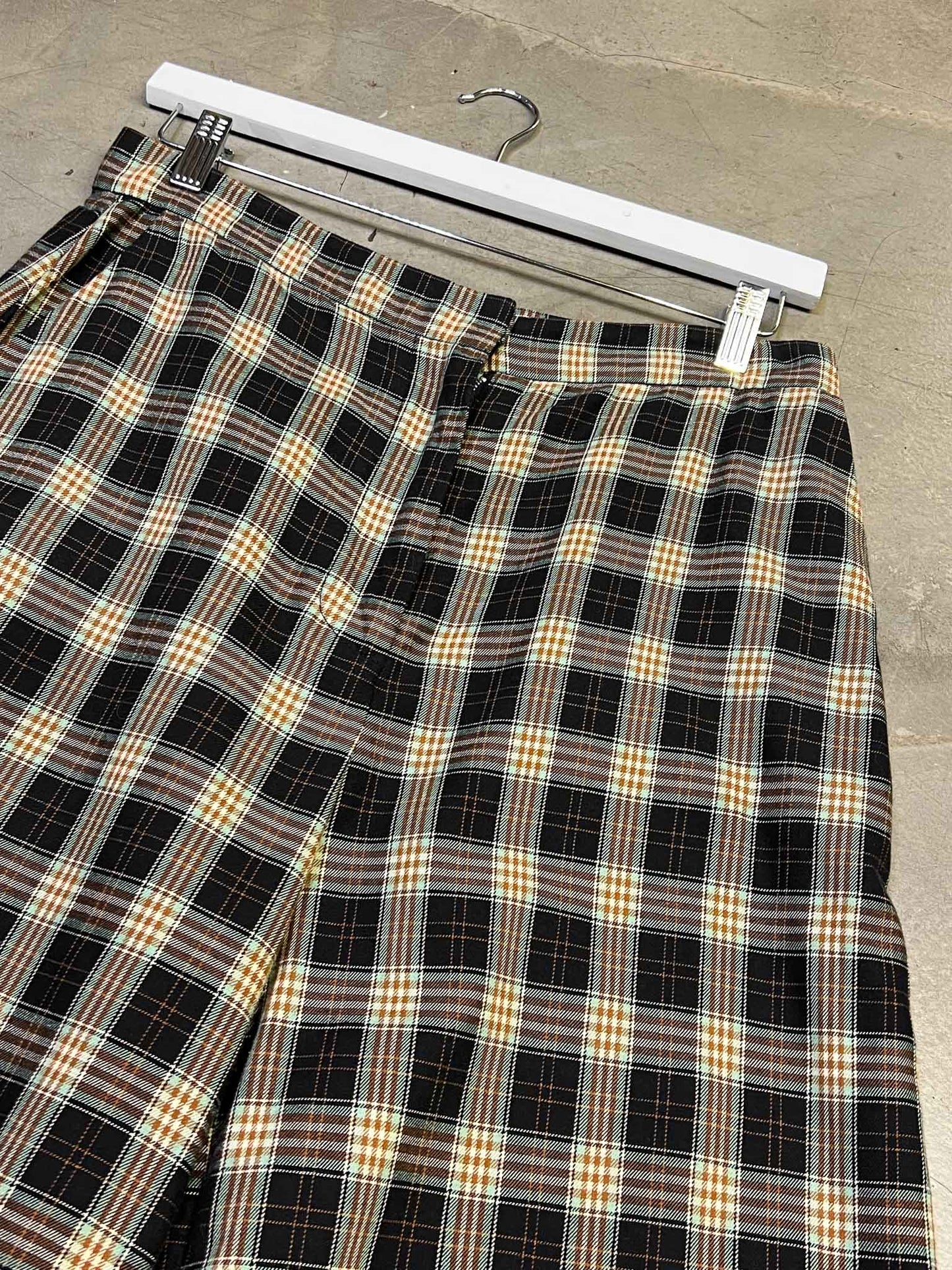 Size 12 (L) | Bul Plaid Cotton Wide-Leg Pants
