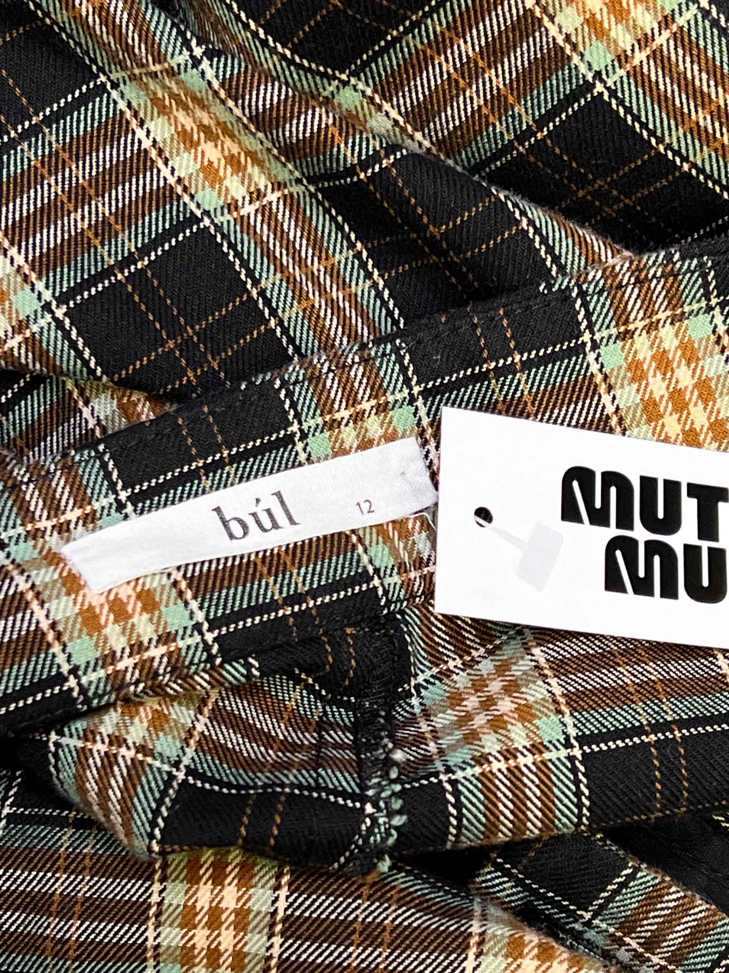 Size 12 (L) | Bul Plaid Cotton Wide-Leg Pants