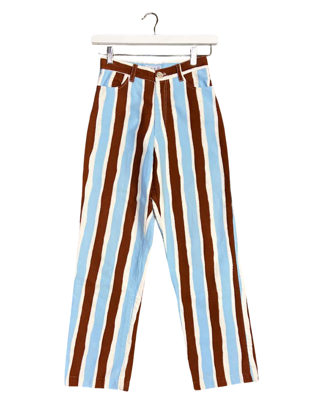Size 0 (6) | SUKU Brown/Blue Candy Striped Jeans