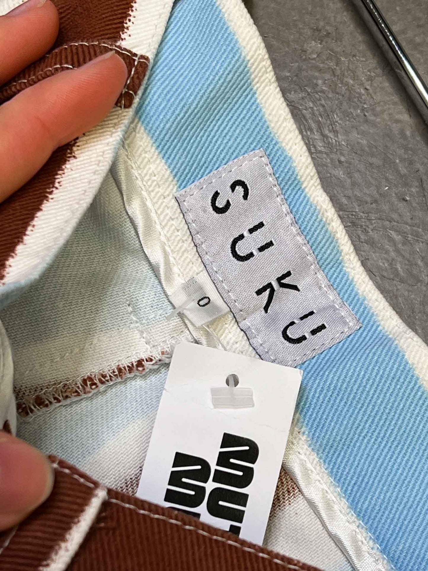 Size 0 (6) | SUKU Brown/Blue Candy Striped Jeans