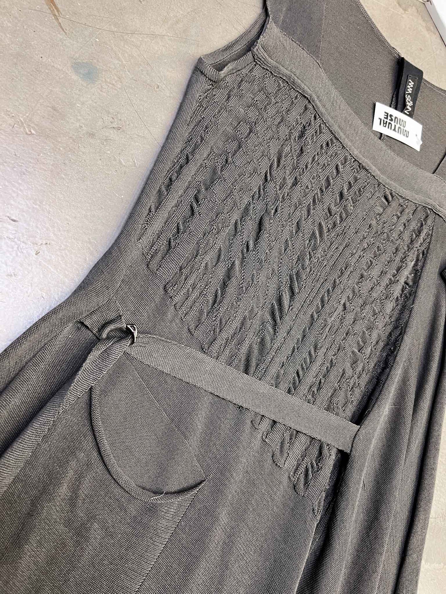 Size 3 (L) | MM Sohn Knitted Grey Cotton Midi Dress