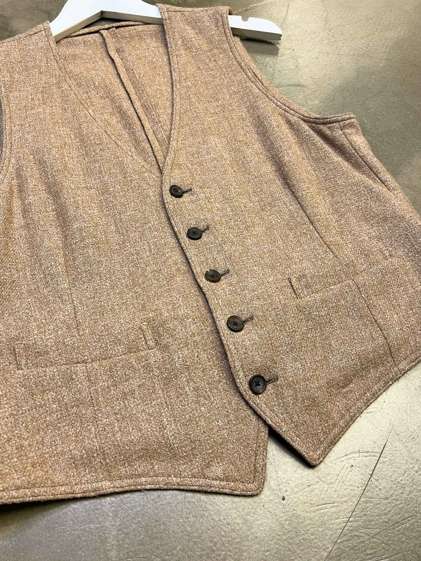 Size L | Lardini Brown Wool Suit Vest