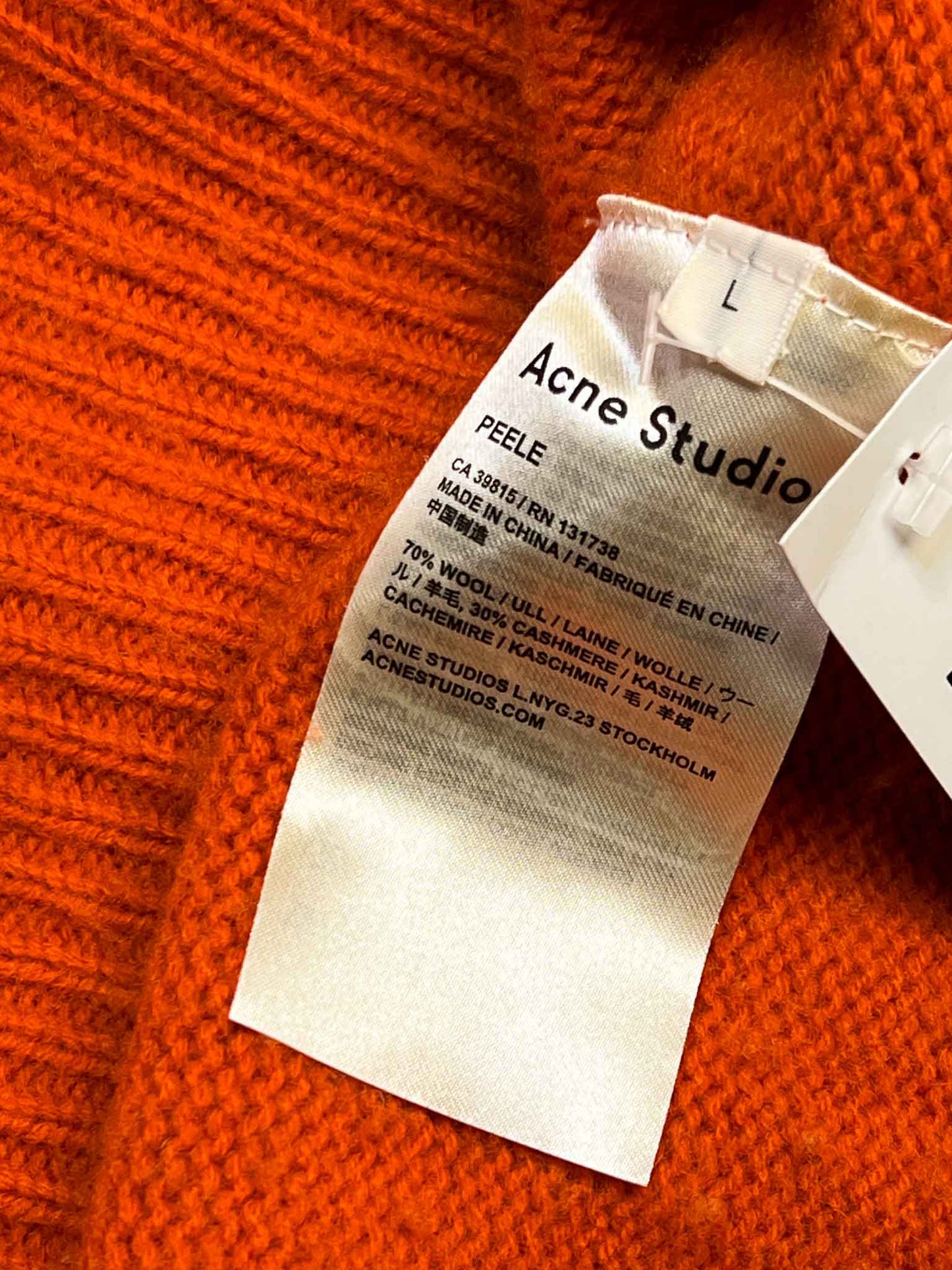 Size L (12) | Acne Studios Orange Wool/Cashmere Jumper