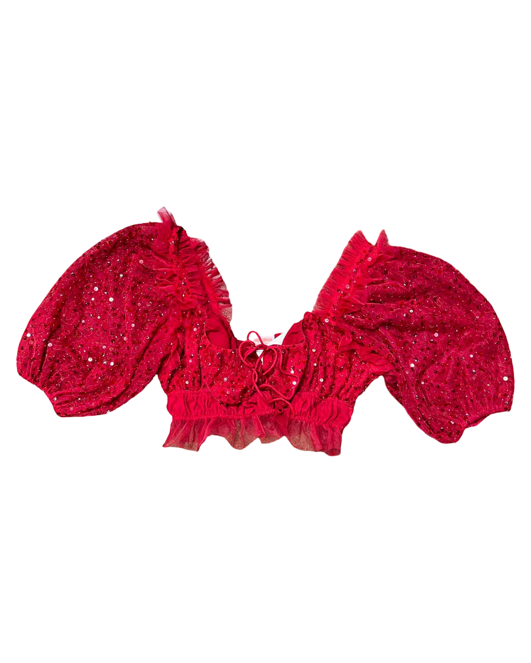 Size L | Dyspnea Red Sequin Princess Sleeve Top