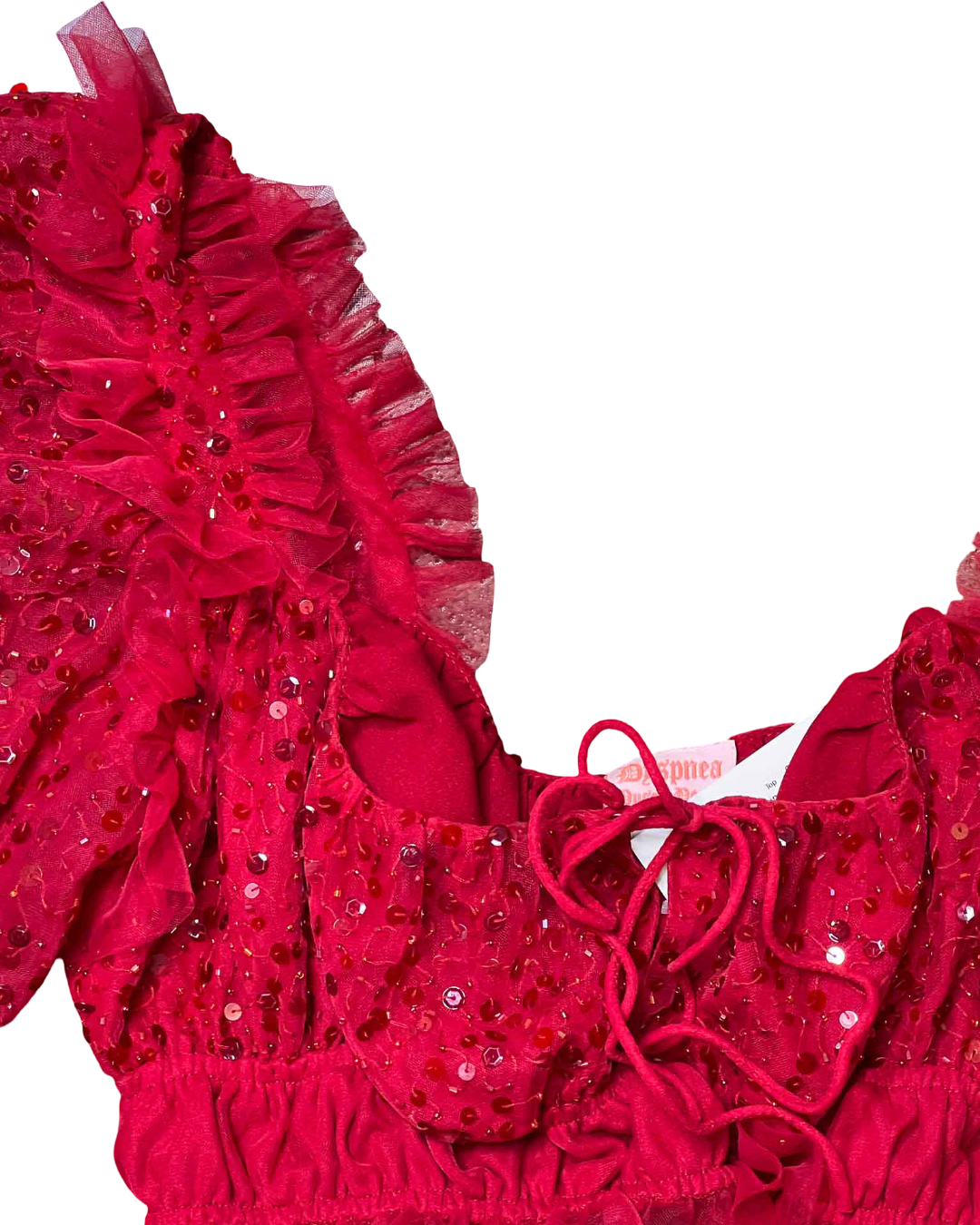 Size L | Dyspnea Red Sequin Princess Sleeve Top
