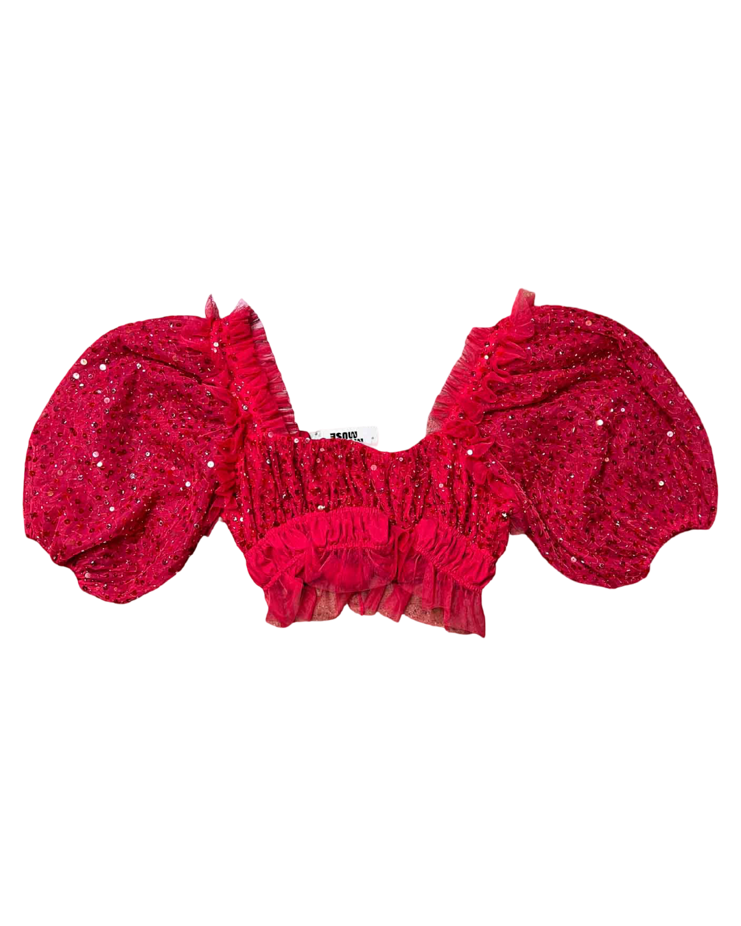 Size L | Dyspnea Red Sequin Princess Sleeve Top