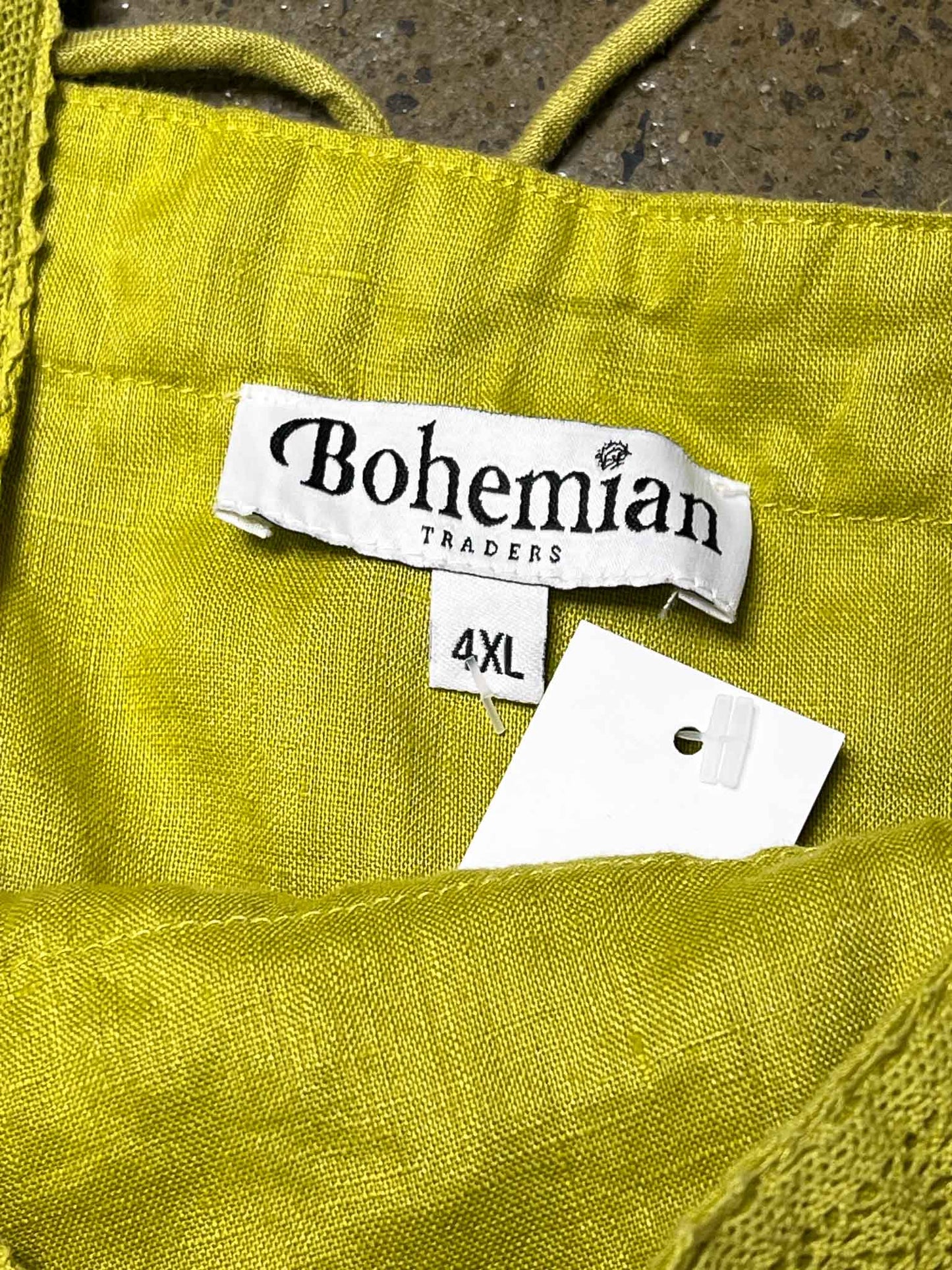 Size 4XL | Bohemian Traders Chartreuse Linen Top