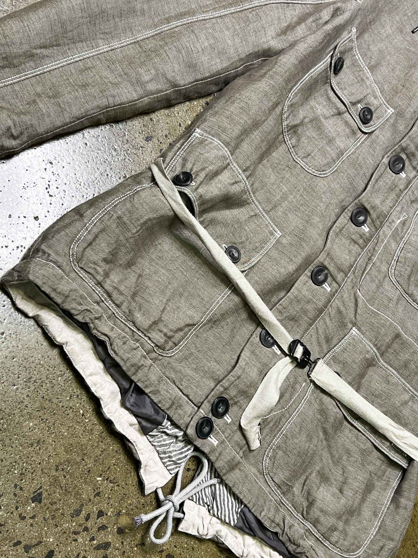 Size S | Diesel Grey Linen Cargo Hooded Jacket