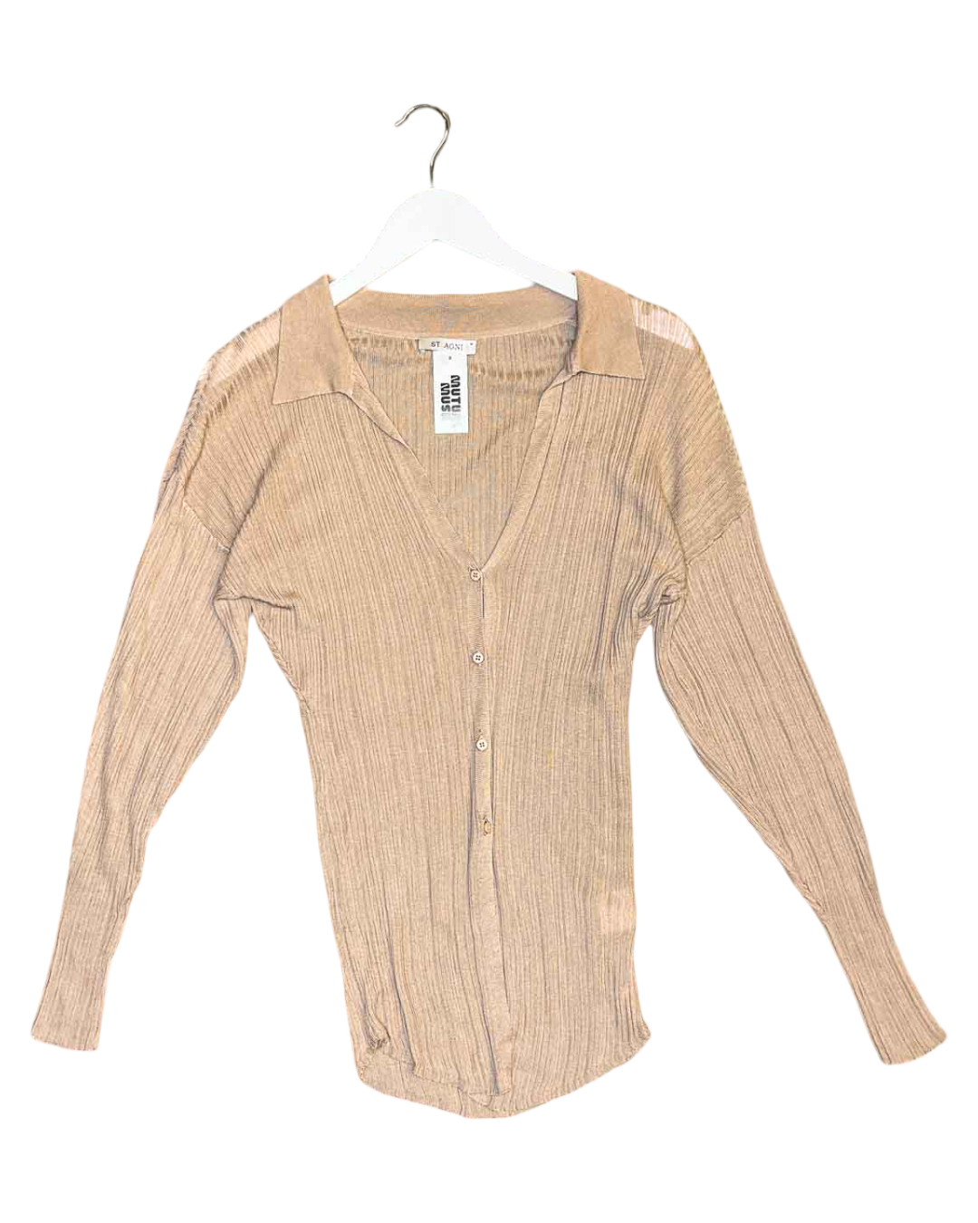 Size M | St. Agni Brown Ribbed Tencel Long-Sleeve Top