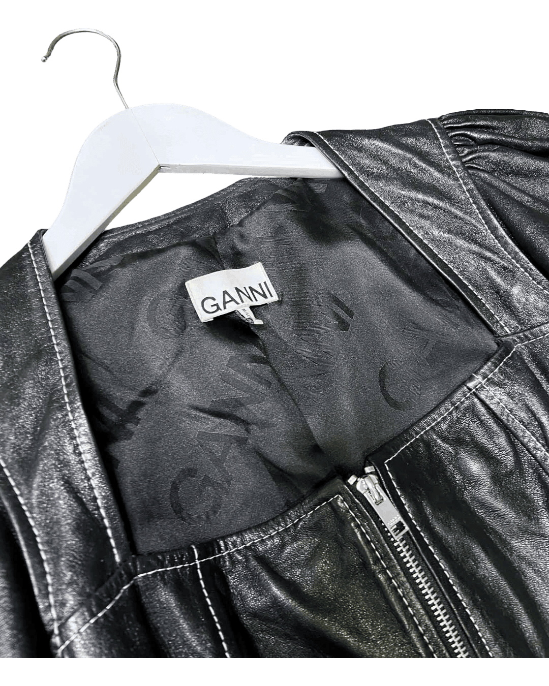 Size 36 (8) | Ganni Black Leather Midi Dress