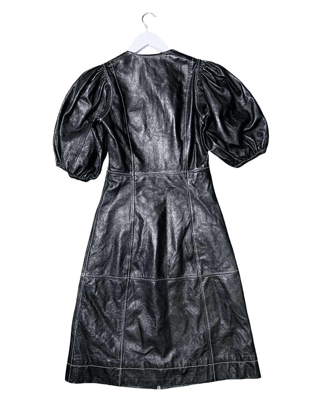 Size 36 (8) | Ganni Black Leather Midi Dress