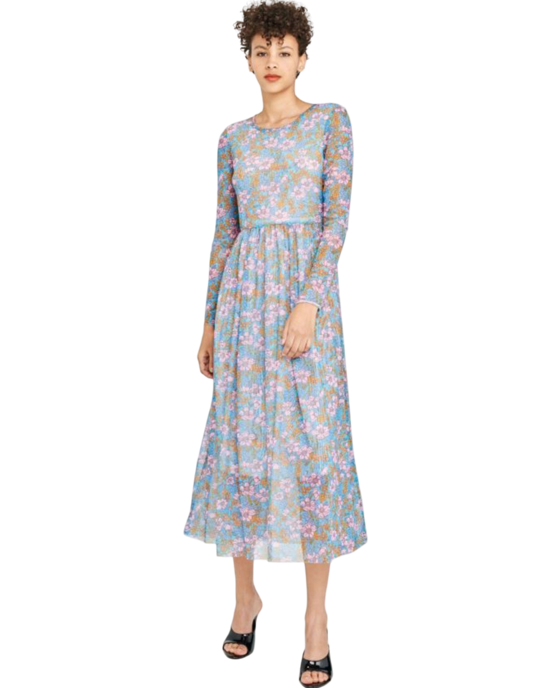 Size M |Baum und Pferdgarten Blue Floral Mesh Junia Dress