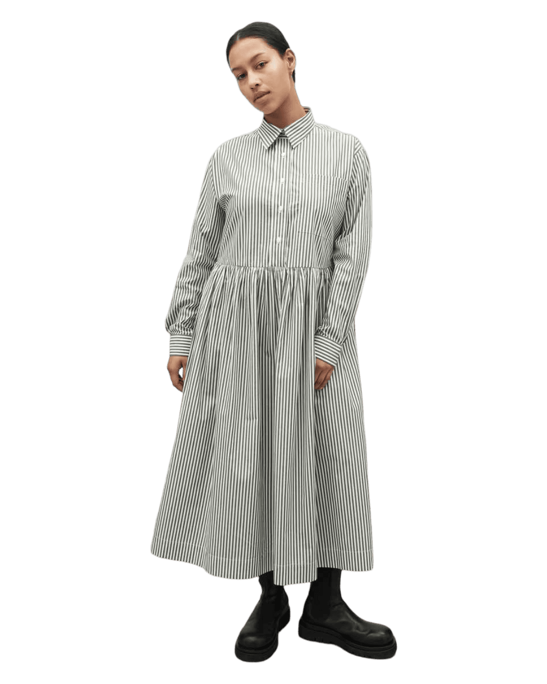 Size M | Kowtow Striped Organic Cotton Shirt Dress