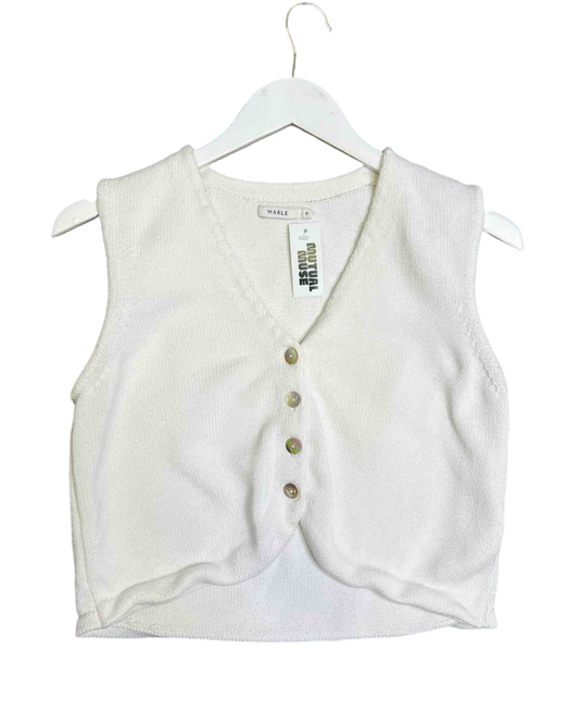 Size 8 | Marle White Cotton Knit Vest