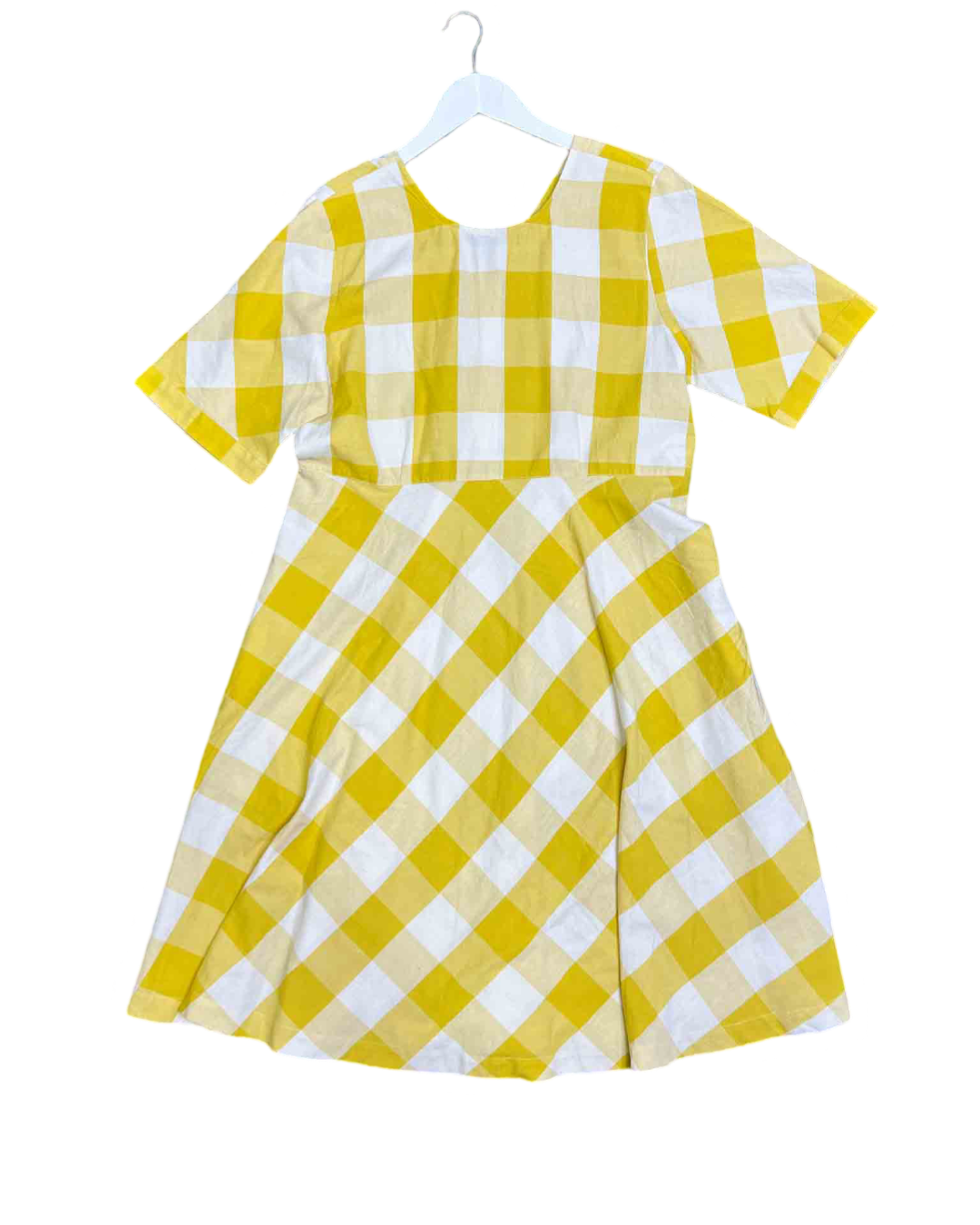 Size L | Nancybird Yellow Check Midi Dress