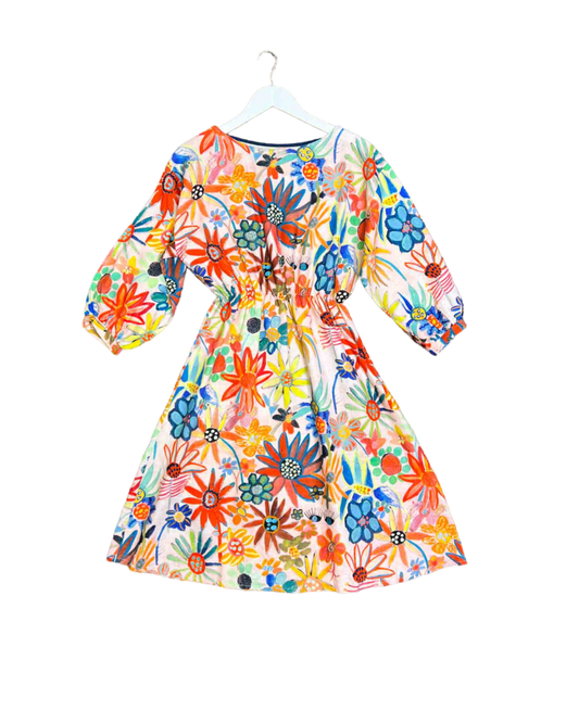 Size 10 | Kuwaii Multicoloured Floral Print Midi Dress