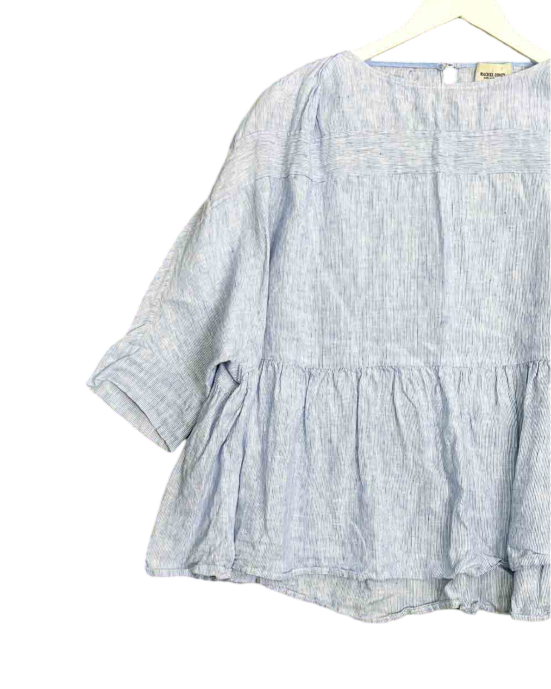 Size 6 (10) | Rachel Comey Blue and White Stripe Panelled Linen Top