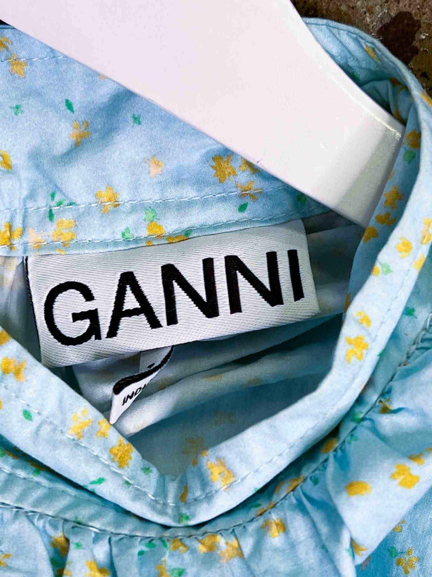 Size M (42) | Ganni Floral Puff Sleeve Top