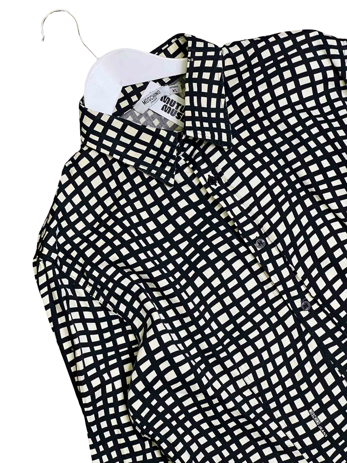 Size XL | Moschino Jeans Wavy Check Print Shirt