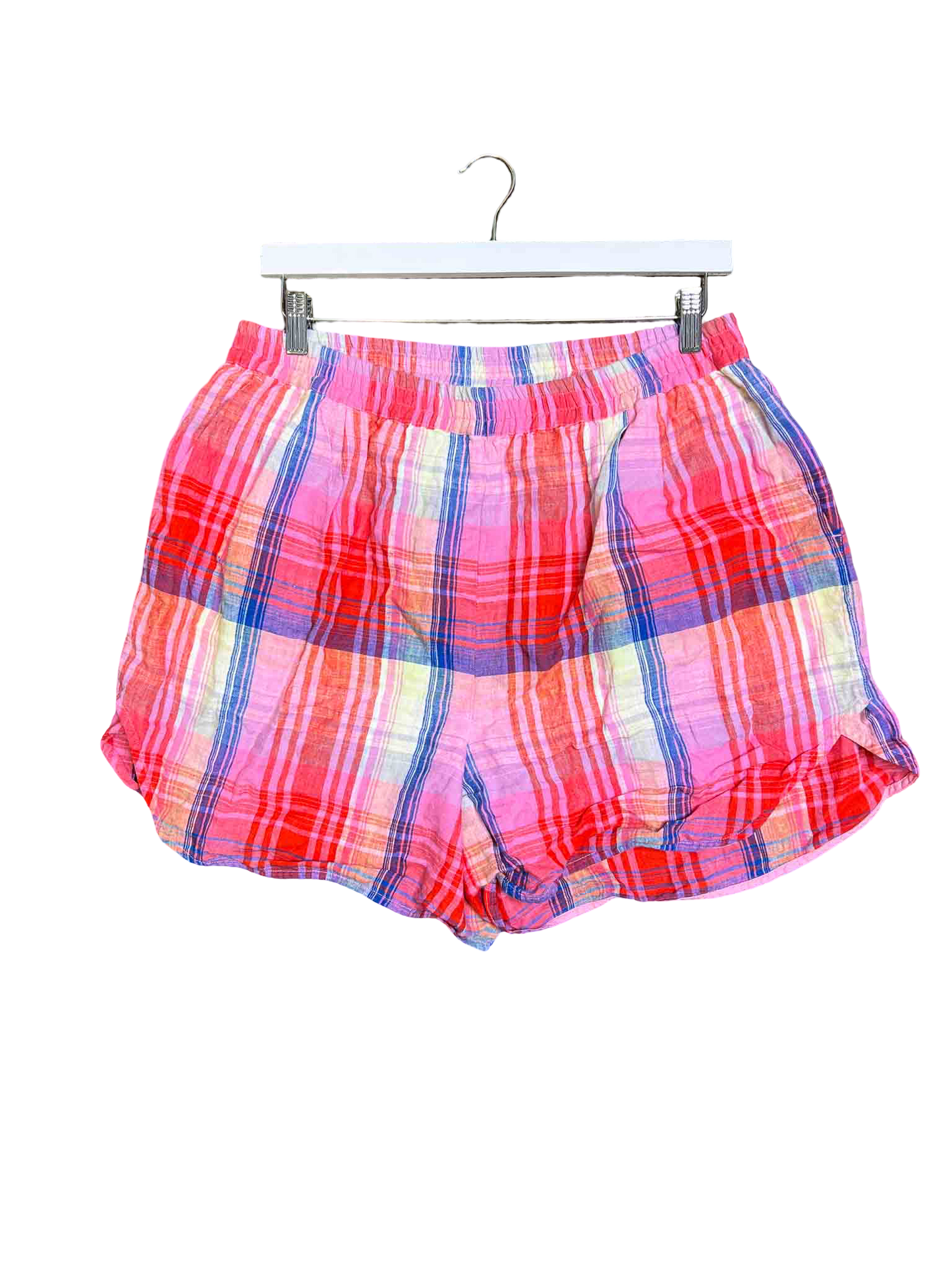Size 16 | Gorman 'Vivid' Plaid Print Linen Shorts